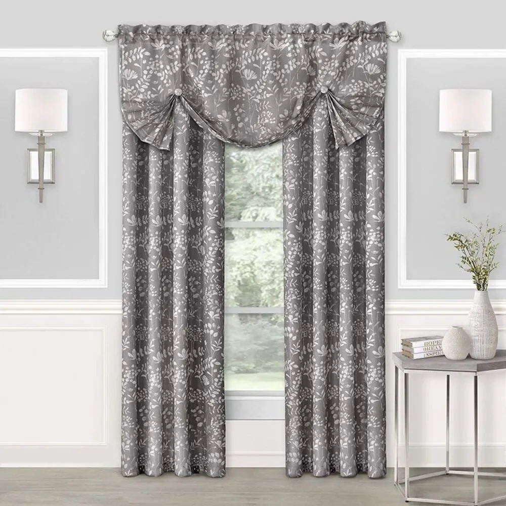 Woven Trends Floral Design Light Filtering Curtains Set, 52 x 63 inches Rod